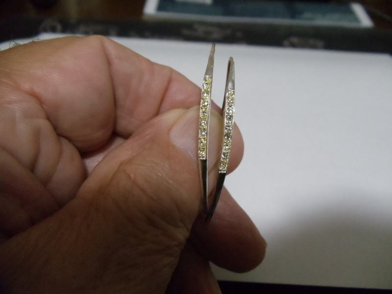 Diamond Earrings in 925 sterling Silver   Hard to find Style For pierced ears