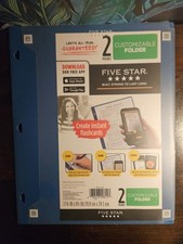 5-Five Star Customizable Plastic 2 Pocket Folders Pacific Blue Set Of Five