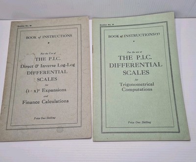 Vintage P.I.C. Differential Scales Booklets x2   Trig & Finance Calculations...
