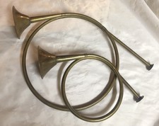  2 Vintage Brass French Horns/Bugles Decorations