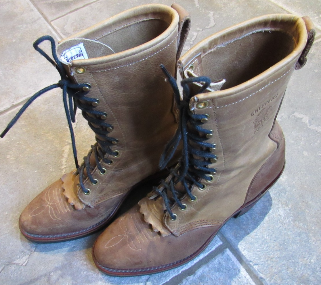 Chippewa Boots men's size 8.5 D Vibram soles 2 tone kiltie logger