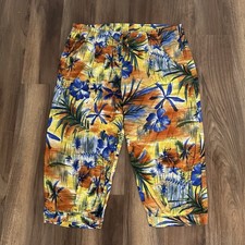 Vintage Jams World Pants Womens L Tropical Sunset Print Hawaiian Beach Crop