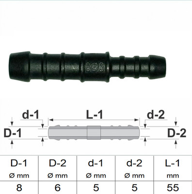 1 2 3 5 oder 10 Stck Schlauchverbinder 8 mm 6 mm RGV gerader reduziert schwarz