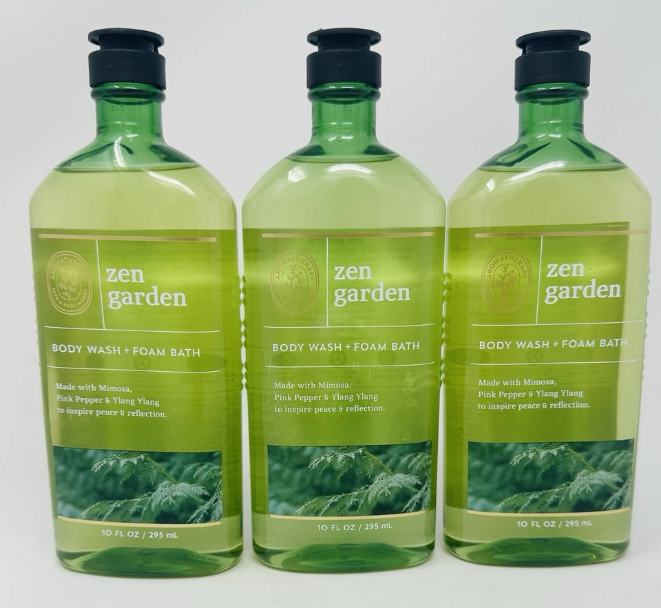3 BATH & BODY WORKS AROMATHERAPY ZEN GARDEN BODY WASH FOAM BATH 10 FL OZ NEW