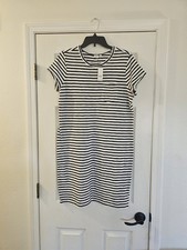 Women's Gap T Shirt Dress Black/White Striped NWT Large Lightweight Summer