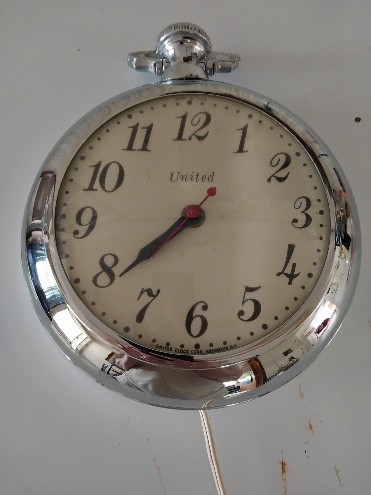 Vintage Pocket Watch Clock Electric United Clock Corp Works