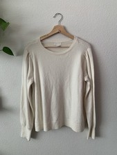 Caslon Wool Blend Long Sleeve Crew Neck Pullover Sweater Ivory Size W Medium