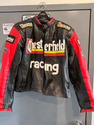 Vintage 90s Miline Chesterfield Racing Leather Motorcycle Jacket Men's 58 Biker