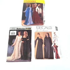 Set of 3 Costume Dress Sewing Patterns McCalls & Butterick Multiple Sizes