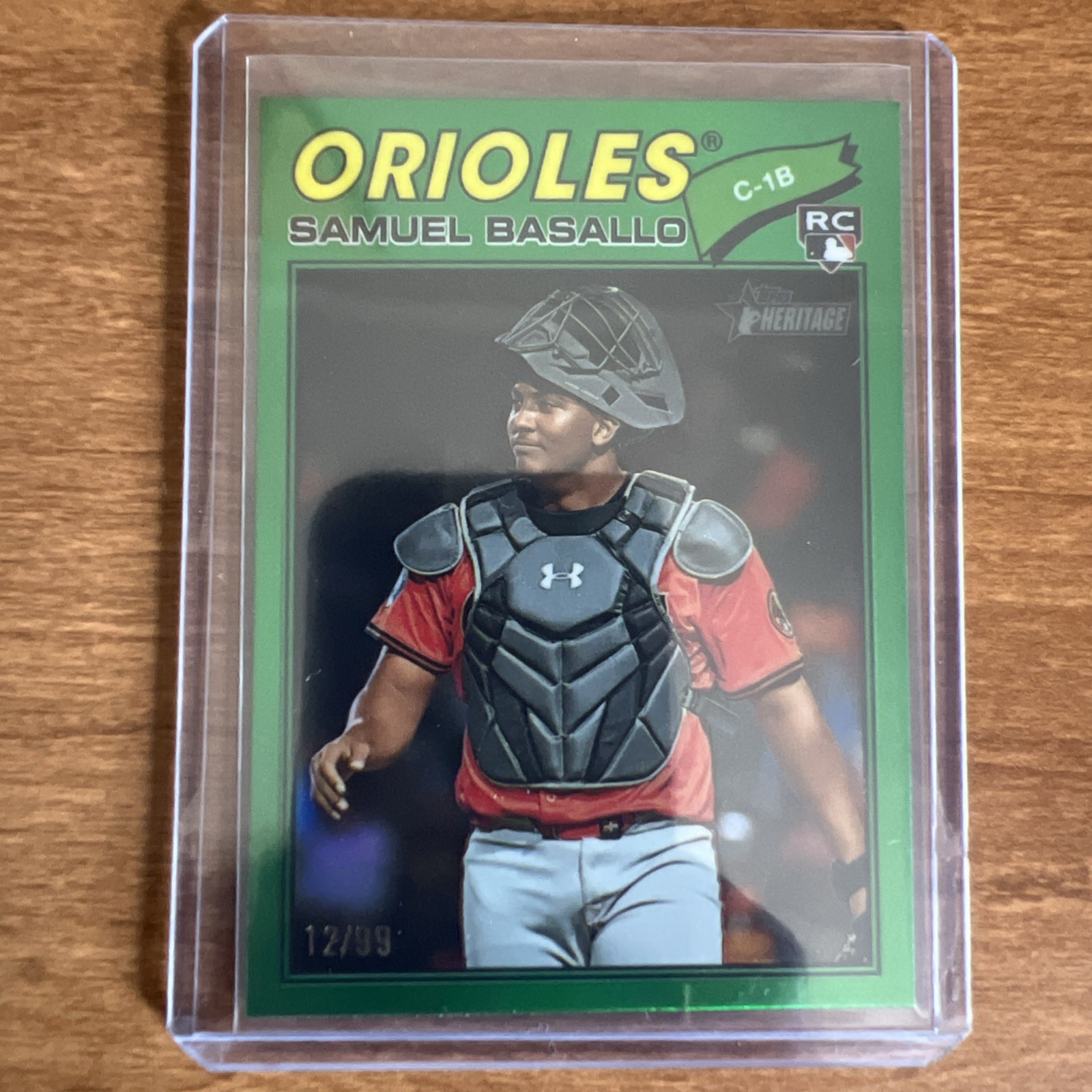 2026 Topps Heritage Samuel Basallo Green Chrome RC 12/99 Rookie Orioles #175 SP