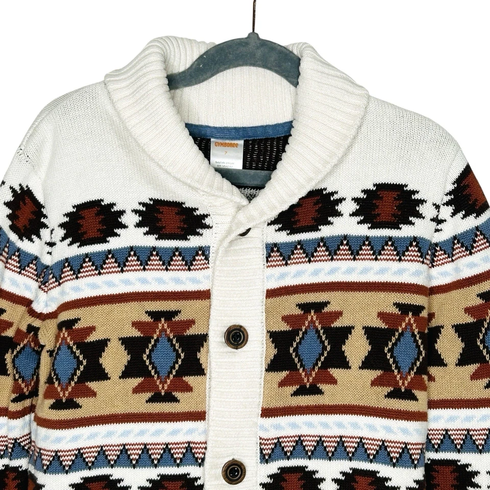 Gymboree Montana Mountains Cardigan Sweater Boys 7 Southwestern Fair Isle Cowboy - Image 3 of 4