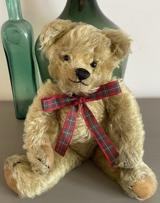 Hervorragender früher antiker Chad Valley Aerolite Teddybär mit Knopf um 1923-26