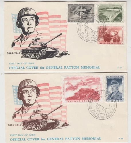 BELGIUM 1957 *GENERAL PATTON MEMORIAL* set of 5 on official illustrated FDCs
