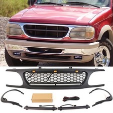 Black Front Grille Fit For 1995-2001 Ford Explorer Bumper Grill With Led Bar Black Front Grille Fit For 1995-2001 Ford Explorer Bumper Grill With Led Bar