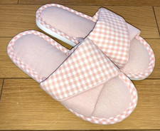 WOMEN'S COZY COTTON HOUSE SLIPPERS INDOOR ANTI SLIP MEMORY FOAM PLAID PINK