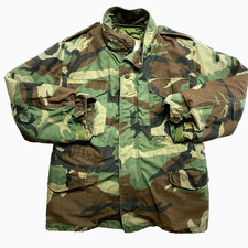 Vintage US Army Military Cold Weather Field M65 Jacket M Reg Camo With Lining