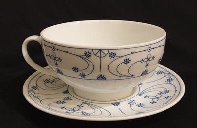 JULIUS LANG JL Indisch Blau Strohblume Jumbotasse Ø 14cm  mit Untertasse Ø 19cm