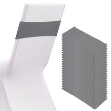 25 Pcs Spandex Chair Sashes Bows with Slider Buckle, Dark Gray