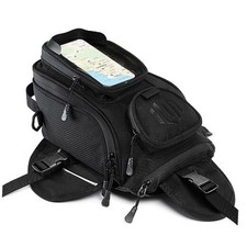 Motorcycle Tank Bag Magnetic 4 Straps Reinforced Fastening Waterproof Black