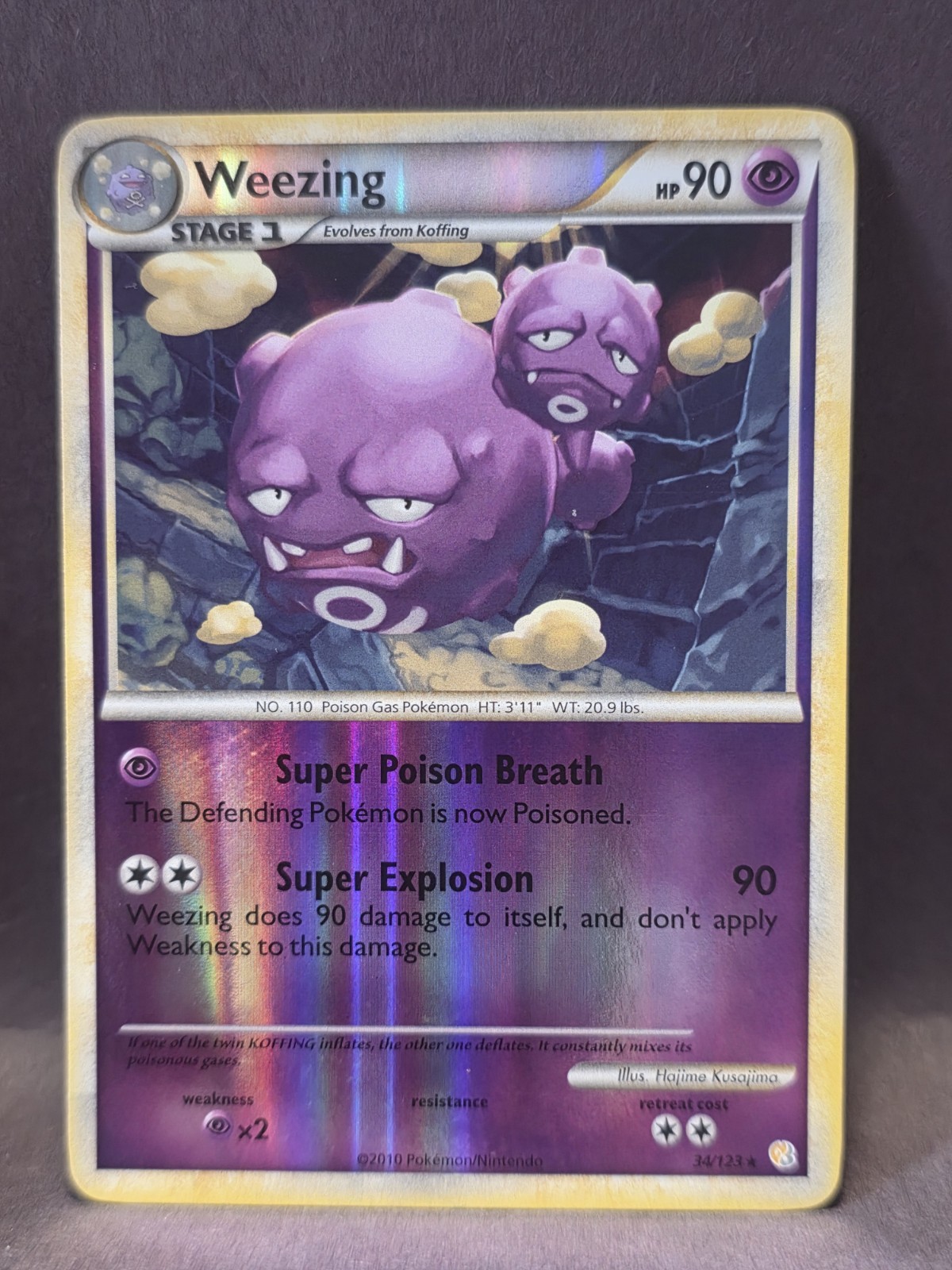 Weezing 34/123 Rare HeartGold & SoulSilver Pokemon Reverse Holo