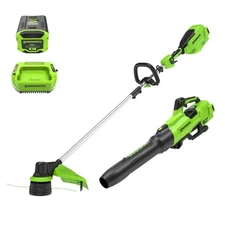 Greenworks 1359802 60V 16" String Trimmer & 630 CFM 170 MPH Blower Combo Kit