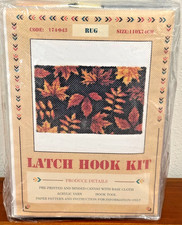 Autumn Leaves Rug Latch Hook Kit 43"x29" Complete Kit Yarn Hook Canvas