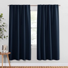 PONY DANCE Blackout Curtains for Bedroom - 72" Thermal Insulated Navy Blue