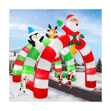 12FT Christmas Inflatable Archway w/LED Light,Santa Elk Tunnel Stereoscopic Xmas