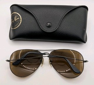 Vintage Bausch Lomb Ray Ban Aviator Amber Lens Metal Frame Sunglasses