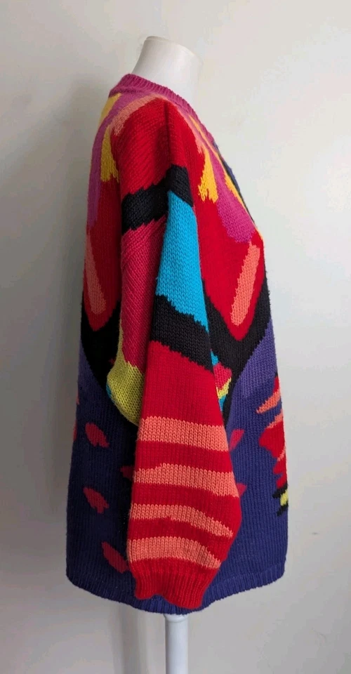 Cardigã suéter feminino vintage anos 90 Venezia colorido arte abstrata G XL retrô - Imagem 4 de 4