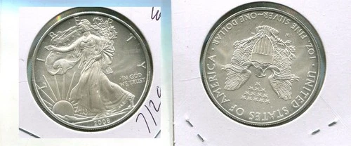 2008 W AMERICAN SILVER EAGLE 1 OUNCE .999 FINE BURNISHED BU COIN NO BOX 7129T