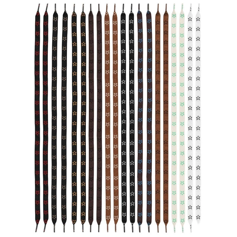 10 Paar Flache Bunte Sternmuster Schnürsenkel aus Polyester für Canvas Schuhe - Bild 3 von 4