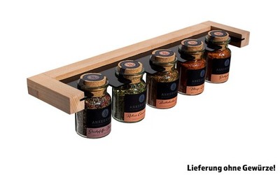 Gewürzregal Holz / Plexiglas für z.B. 5 Ankerkraut  Gewürzgläser - Buche/Acryl