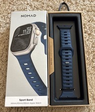 New NOMAD Authentic Apple Watch Sport Strap FKM Band Atlantic Blue 44/45/49mm