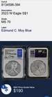 Burnished Silver Eagle 2023 W Eagle S$1 MS70 Edmund C. Moy 38th U.S. Mint