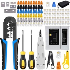 LEATBUY Crimping Tool Kit RJ45 Crimp Tool Set CAT5 LAN Cable Tester Ethernet ...