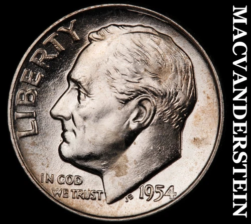 1954-D Silver Roosevelt Dime - Choice Gem Brilliant Unc  Lustrous  #G9415
