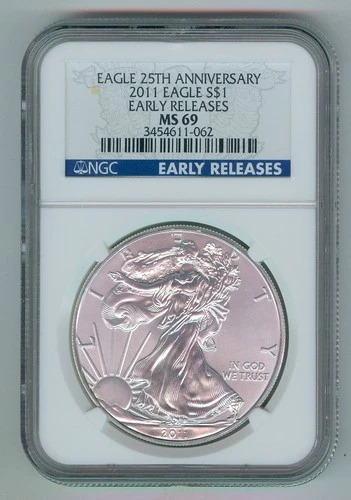 2011 U.S. SILVER AMERICAN EAGLE - KM#273 - 25TH ANNIVERSARY - NGC - MS69