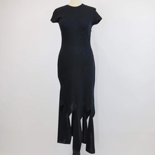 Stella McCartney Midnight Blue Blend Viscose Lurex Ribbed Knit Midi Dress