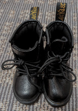 Size 7-Dr. Martens Airwair -1460 Leather Lace Up Zipper Boots toddler NWB