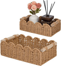 Toilet Paper Storage Organizer Basket, Scalloped Decorative Baskets for over Toi