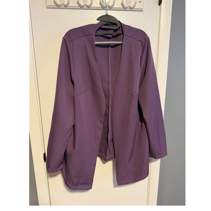 Women's Purple Open Front Blazer Jacket XL Regular Short Solid Long Sleeve