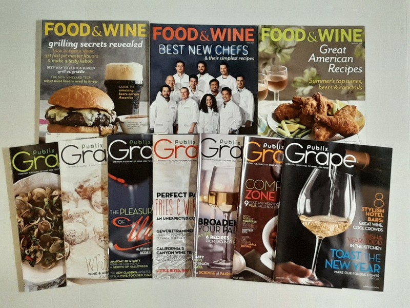 Magazine Lot of 10 Issues - 3 Food & Wine, 7 Publix Grape