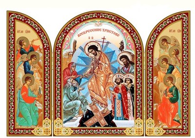 The Resurrection of Christ with Angels Easter Orthodox Icon Triptych Gift Easter