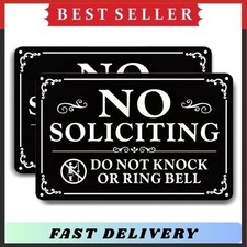 No Soliciting Sign 2 Pack Aluminum Door Sign Weatherproof Do Not Knock Yard
