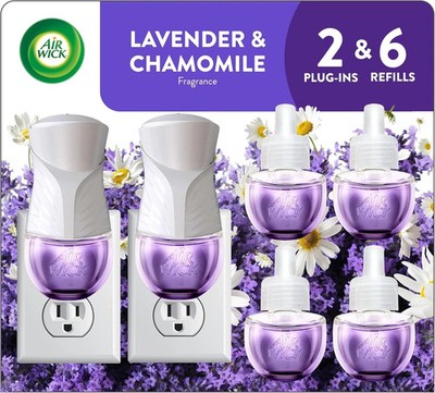 Air Wick plug in Scented Oil Starter Kit Lavender & Chamomile Air Freshener 2+6