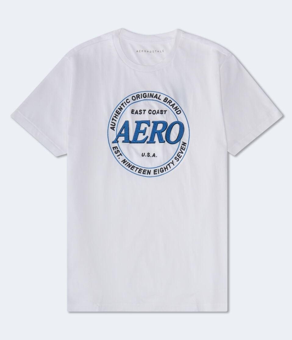 Aeropostale Shirt Mens Large White East Coast Appliqué Graphic 1987 Logo Tee NEW