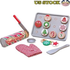 Wooden Holiday Cookie Playset 12 Sliceable Cookies Oven Mitt Knife Spatula