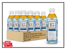 Teas' Tea Unsweetened Jasmine Green Tea 16.9 Ounce Pack of 12 Organic, Sugar F