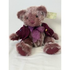 Russ Maroon Bearberry Maroon Sweater Sitting Posture Teddy Bear Plush Toy
